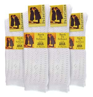 12 Pack Girls Cotton Rich Knee High White Uniform Socks - White