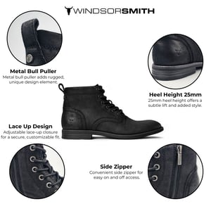 Windsorsmith Zwart Leren Chelsea Enkellaarzen - Sergio