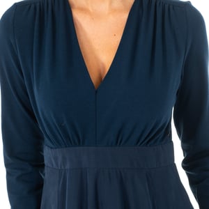 Women's long sleeve V-neck long dress KWD005