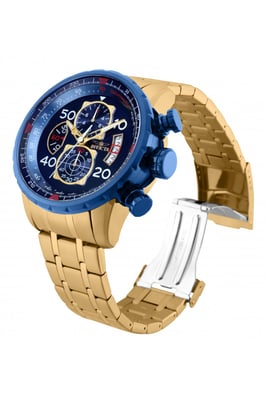 Invicta Aviator 19173 Heren Horloge - Quartz Uurwerk - Roestvrij Staal met blauwe Wijzerplaat - 48mm