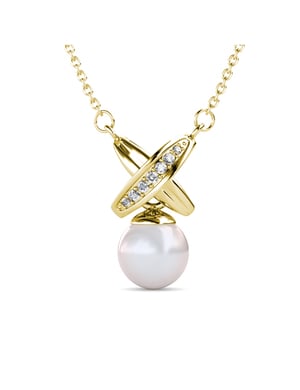 Collier Chris Pearl - Doré och Cristal