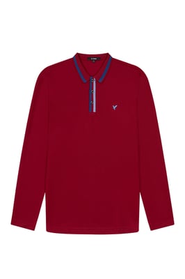 D-Rock Mens Long Sleeve Polo Shirt with Dual-Stripe Collar