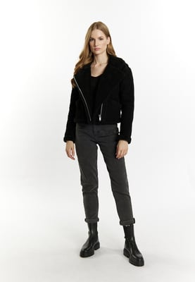 Dreimaster Leren bikerjack Dames zwart