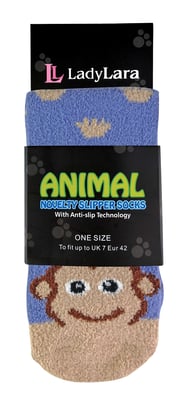 Ladies / Womens Fluffy Non Slip Slipper Socks with Animal Designs