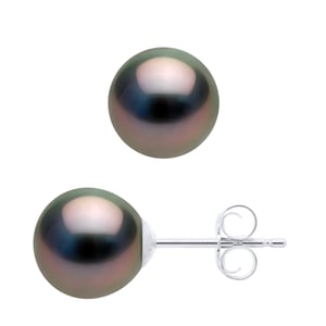 Örhängen Vitguld 375 - Äkta odlade Tahitipärlor Halvrund 7,5-8 mm