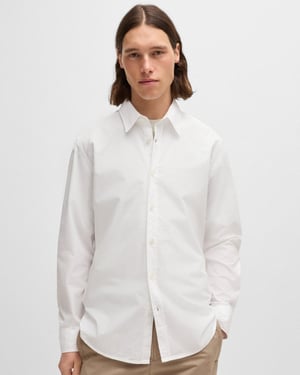 BOSS Orange Relegant 6 Heren Regular-Fit Shirt van Katoen Poplin met Kent Kraag