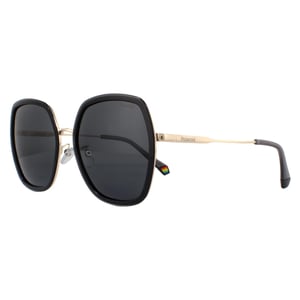 Polaroid Square Womens Grey Gold Grey Polarized Sunglasses