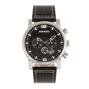 Breed Ryker chronograaf horloge met leren bandje met datum