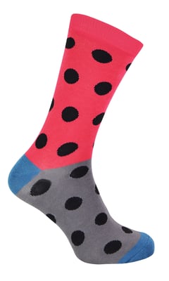 Mr Heron - Mens Bamboo Socks | Novelty Funky Socks | Patterned Argyle Striped Socks | Breathable Soft | Gifts for Him - Spots (Red)