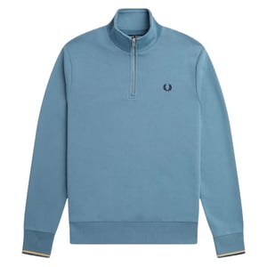 Fred Perry Twin Tipped Sleeve Ash Blue Half Zip Sweatshirt