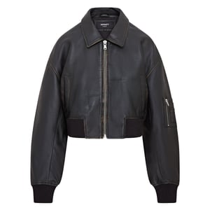Womens Oversized Leather MA-1 Bomber Jacket