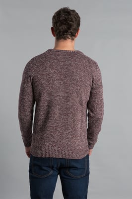 Wine Recycled Cotton Blend Crew Neck Twist Jumper