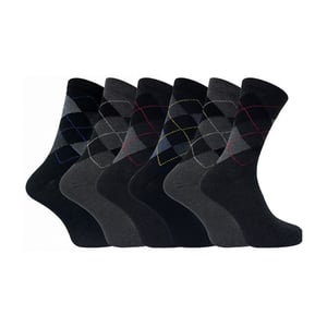 6 pairs mens formal patterned coloured dress cotton socks