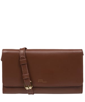 'Saffron' Dark Tan Nappa Leather Cross Body Clutch Bag