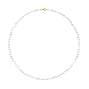 Ketting Water Pearl Rank Sweet Ronde 4-5mm Wit Geel Goud 18 Karaat