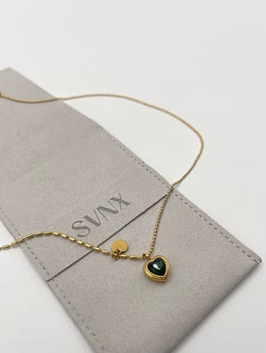 Emerald Green Heart Necklace in Gold