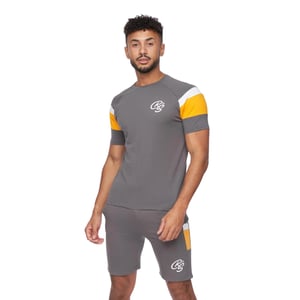 Crosshatch Heren Cremland T-Shirt & Korte Broek Set (Donkergrijs)