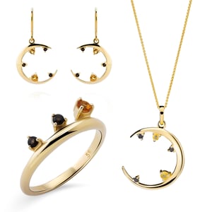 Orphelia 'Eline' Dames 925 Sterling Zilveren Set: Ketting + Oorbellen + Ring - Gouden SET-7497/G