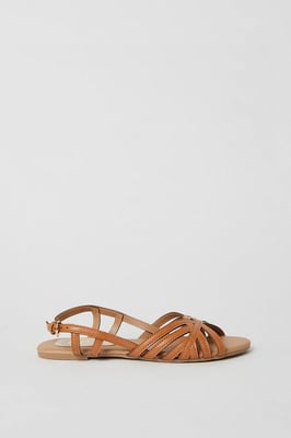 Fiona Lattice Peep Toe Slingback Flat Sandals