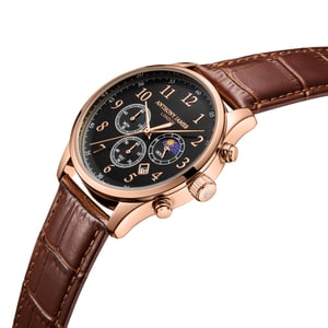Hand Assembled Anthony James Moonphase Chronograph Rose Black