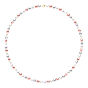 Rank ketting kralen Freshwater rijstkorrel 4-5mm veelkleurige geel goud 18 Karaat
