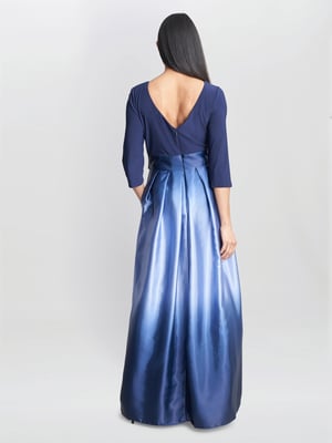 Ingrid V Neck Back Ombre Satin Maxi Dress