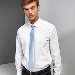Premier Colours Mens Satin Clip Tie (Light Blue)