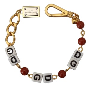 Dolce & Gabbana Guldkedja Bronspärlad Hummerlås Logotyp Kvinnors Armband