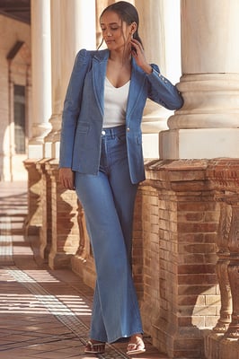 Mid Blue Wide Leg Jeans