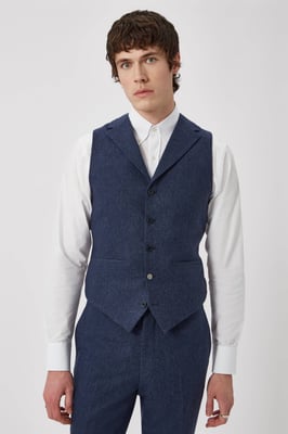 Uptown Slim Fit Navy Wool Waistcoat