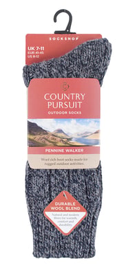 PENNINE WALKER - Mens Heavy Kntted Wool Hiking Socks for Walking