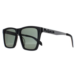 Alexander McQueen Square Mens Shiny Black and Silver Green Grey AM0352S