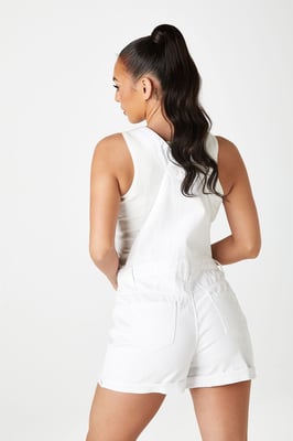 White Short Dungaree