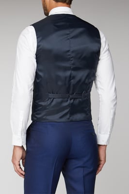 Blue Texture Tailored Fit Waistcoat