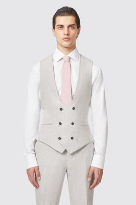 Claremont Slim Fit Stone Linen Waistcoat