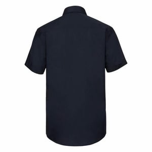 Russell Collectie Heren Korte Mouwen Poly-Katoen Easy Care op maat gemaakt Poplin Shirt (Franse marine)