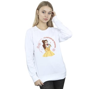Disney Womens/Ladies Beauty And The Beast I´d Rather Be Reading Sweatshirt (White)
