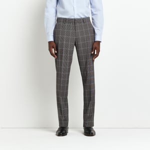 River Island Mens Suit Trousers Grey Slim Fit Check