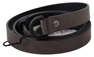 Costume National Women's Brown Leather Skinny Round Buckle Belt