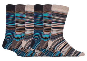 Mens 6 pack colourful striped patterned dress cotton socks in 7 styles