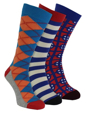 HS by Happy Socks - 3-pack klassiska strukturstrumpor för herrar - Target (Blå)