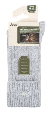 Ladies Turn Cuff Socks | Jeep | Walking Boot Socks Women, Comfortable Performance Polyester Socks - Slate / White