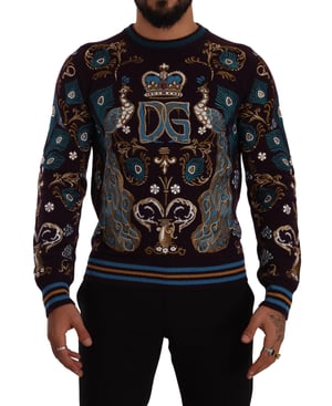 Dolce & Gabbana Heren Bordeaux Kasjmier DG Kroon Geborduurde Trui