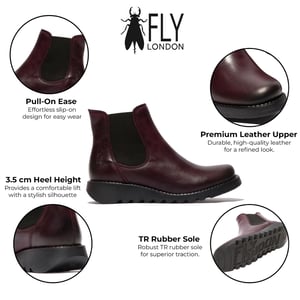 Fly London Dames Rode SALV Chelsea Leren Enkel Casual Wedge Heel Laarzen