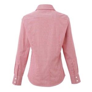 Premier Dames micro gingham geruit katoenen shirt met lange mouwen