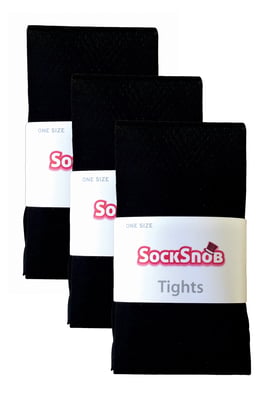 3 Pair Multipack Womens Coloured Opaque 80 Denier Tights | Sock Snob | Plain Block Colour Tights - Black