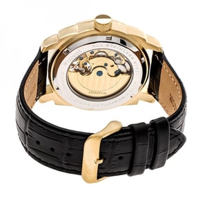 Heritor Automatic Helmsley Semi-Skeleton Leather-Band Watch