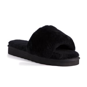 Aus Wooli Australia Womens Sheepskin Fluff Slide Slippers Black