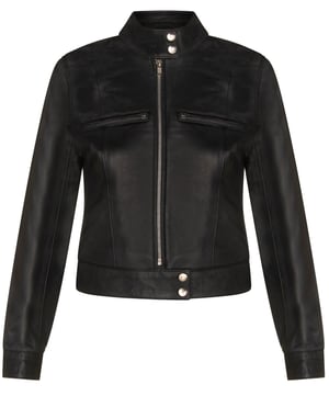 Dames effen leren motorbikerjack-Braga