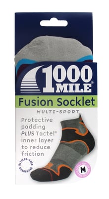 1000 Mile - Ladies Double Layer Fusion Ankle Running Padded Socks - Purple / Kingfisher